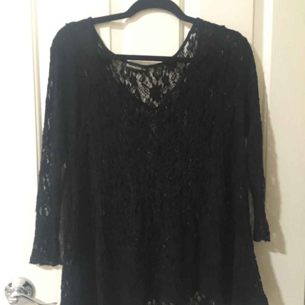 Sheer Lace Long Sleeve Flowy Top